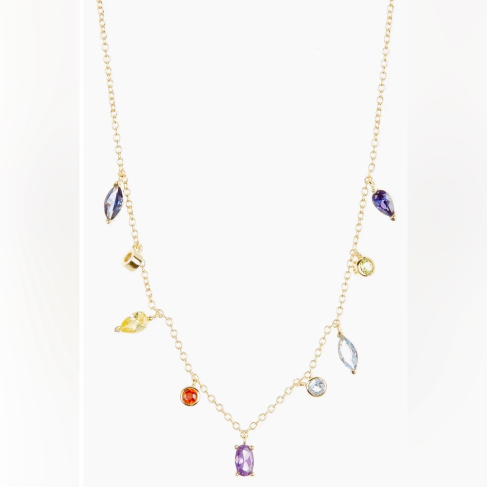 Argento Vivo Rainbow CZ Shaker Charm Necklace, 18k Gold Plated Sterling Silver
